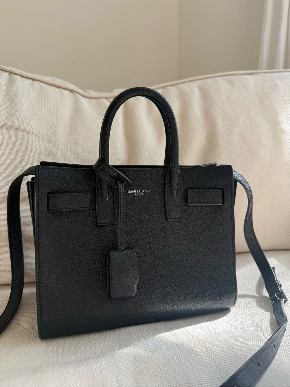 Saint Laurent Sac De Jour Baby Top Handle Bag In Grained Leather